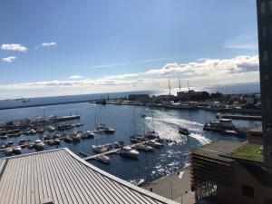 a harbor filled with lots of boats in the water at Sea Towers Gdynia Pomerania in Gdynia