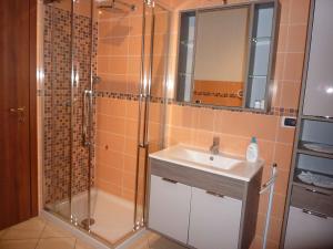 Castelveccana的住宿－Casa Rondinelle，带淋浴、盥洗盆和淋浴的浴室