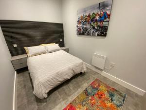 a bedroom with a bed and a painting on the wall at Kempston Suites Liverpool Apartment 2 in Liverpool