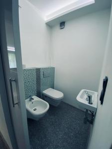 a bathroom with a toilet and a sink at Koliba apartments in Bratislava