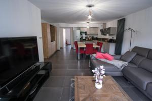 布里昂松SUPERB apt with BALCONY in BRIANÇON的带沙发和桌子的客厅