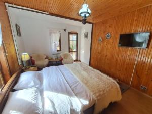 Giường trong phòng chung tại Casa Serban
