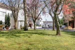 a group of trees in the grass in a yard at Best Western Premier Heronston Hotel & Spa in Bridgend