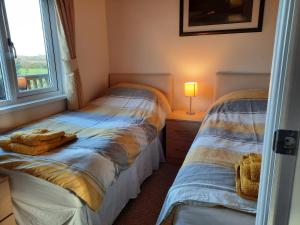 Postel nebo postele na pokoji v ubytování Ffrwd Lodge