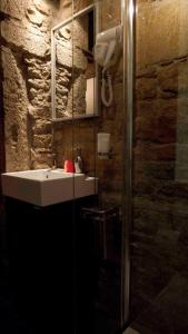 une salle de bain avec un lavabo et une douche dans l'établissement Studio Charme et Confort aux Cordeliers, à Lyon