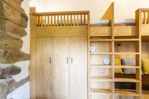 a bunk bed room with a bunk bed with a ladder at Daimlhof Ferienwohnung Schlernstein in Völs am Schlern