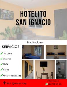 un collage de fotos de una habitación en HOTELITO SAN IGNACIO en San Ignacio