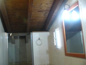 bagno con doccia e specchio di La Encina B a Villaverde de Guadalimar Altre 19 foto