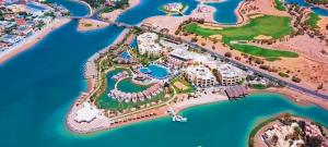 an aerial view of a resort on a island in the water at Panorama Bungalows Resort El Gouna in Hurghada