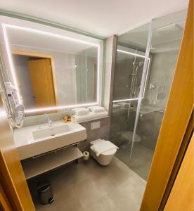 Koupelna v ubytování Hotel Müllers-Weiden