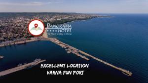 an aerial view of a resort on the water at Panorama Hotel - Free EV Charging Station in Varna City