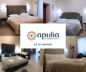 ein Hotelzimmer mit 2 Betten und einem Schild, auf dem Aphula ne denna steht in der Unterkunft Re di Smirne by Apulia Accommodation in Bari