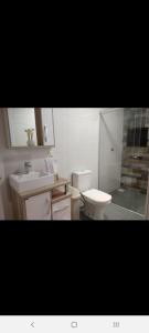 カネラにあるHospedagem dona Taniaのバスルーム(洗面台、トイレ、シャワー付)