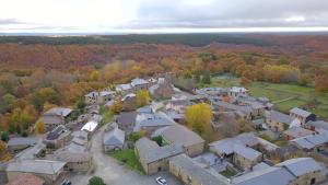 una vista aérea de una pequeña ciudad con casas en Villa Rural "La casa de ANA", en Muelas de los Caballeros