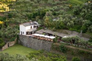 an aerial view of a house with a stone wall at Agriturismo Buranco in Monterosso al Mare