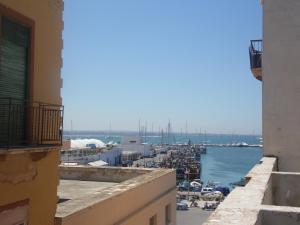 a view of a harbor from a building at Appartamento Stella del mare in Trapani