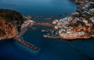 an aerial view of a town on the ocean at Miramare Sea Resort & Spa in Ischia