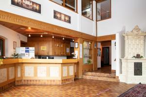 a view of the lobby of a building at Landhotel Grönenbach in Bad Grönenbach