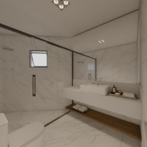 uma casa de banho com um lavatório, um WC e um espelho. em Apartamento TOP PraiaBrava em Florianópolis