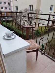 En balkon eller terrasse på W Kolorze Mięty