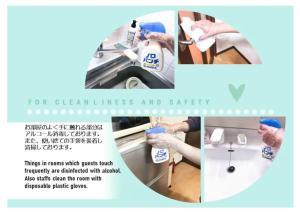 Un folleto para un negocio de limpieza con una foto de alguien limpiando una habitación en SAKURA93 / Vacation STAY 80598 en Sapporo