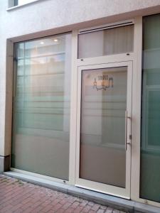 a garage door with a sign on it at STUDIO61 in Ghent