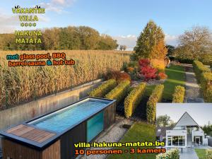 um anúncio de revista para uma villa com piscina num jardim em Vakantiewoning Hakuna Matata em Geraardsbergen