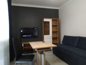 a living room with a couch and a table and a tv at Living Room Economic in Tarnów