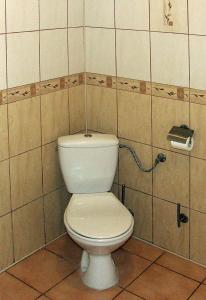 a bathroom with a white toilet in a tiled room at Willa Zuzanna in Kudowa-Zdrój +51 photos