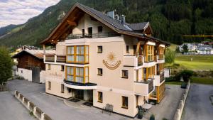an aerial view of a hotel in the mountains at Apart Bianca in Ischgl