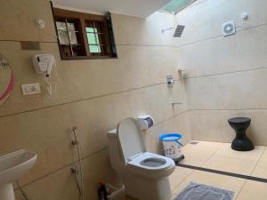 a bathroom with a toilet and a sink at Nutmeg valley in Idukki