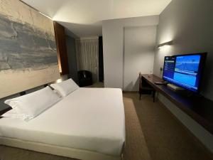 A television and/or entertainment centre at Bes Hotel Cremona Soncino