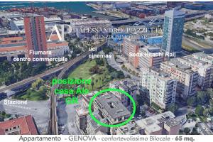 an aerial view of a building with a green circle at Casa Ale GR in Genoa