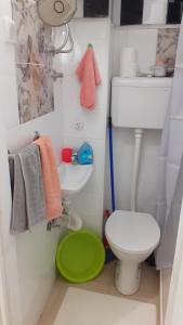 Un baño pequeño con inodoro y lavabo. en Iv Skadarlija, en Belgrado