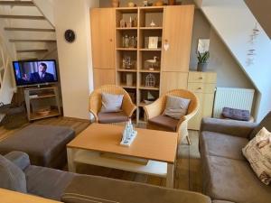 - un salon avec un canapé et une télévision dans l'établissement Navigare, à Wyk auf Föhr