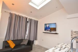 โทรทัศน์และ/หรือระบบความบันเทิงของ Newly refurbished 3 bedroom house London