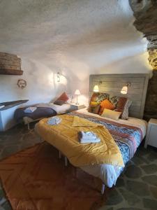 1 dormitorio con 2 camas en una habitación en Ranch du Haut-Languedoc en La Salvetat