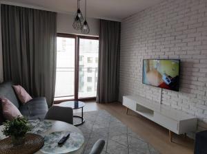 Televízia a/alebo spoločenská miestnosť v ubytovaní Lovely Apartment vis-a-vis Medicover and Paley Institute