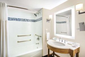 a bathroom with a sink and a shower and a mirror at Wyndham Grand Rio Mar Puerto Rico Golf & Beach Resort in Rio Grande