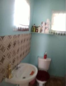 uma casa de banho com um lavatório e um WC em Belretiro Cottage em Bel Retiro