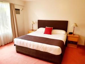 Postel nebo postele na pokoji v ubytování McNevins Warwick Motel
