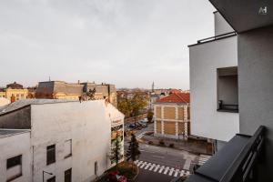 an overhead view of a city street with buildings at AH Radnica IV Free Parking in Košice