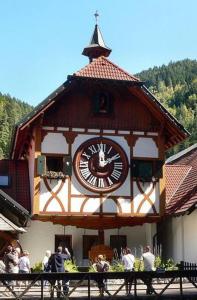 a large building with a clock on the side of it at Two-Bedroom Apartment near Triberg Waterfall in Triberg