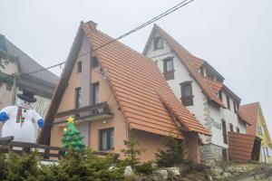 a house with a christmas tree in front of it at Vila Milica in Kopaonik