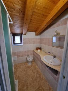 a bathroom with a sink and a toilet at Casa Vacanza Leo in Stilo