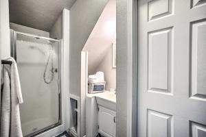 a bathroom with a shower and a sink at Gainesville Home with Outdoor Oasis, 16 Mi to Lake in Gainesville +37 photos