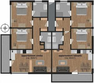 Majutuskoha Appartements Veronika korruse plaan