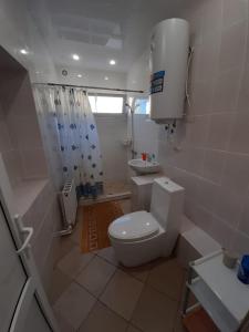 プリモルスコ・アフタルスクにあるAhtarskij Dvorikの白いバスルーム(トイレ、シャワー付)