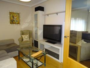 een woonkamer met een tv en een bank bij Real 10 in Soria