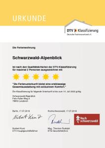 Majutusasutuses Ferienwohnung Schwarzwald-Alpenblick olev sertifikaat, autasu, silt või muu dokument